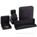 مادة سوداء من الجلد المدبوغ من الألياف الدقيقة لصندوق مجموعة المجوهرات